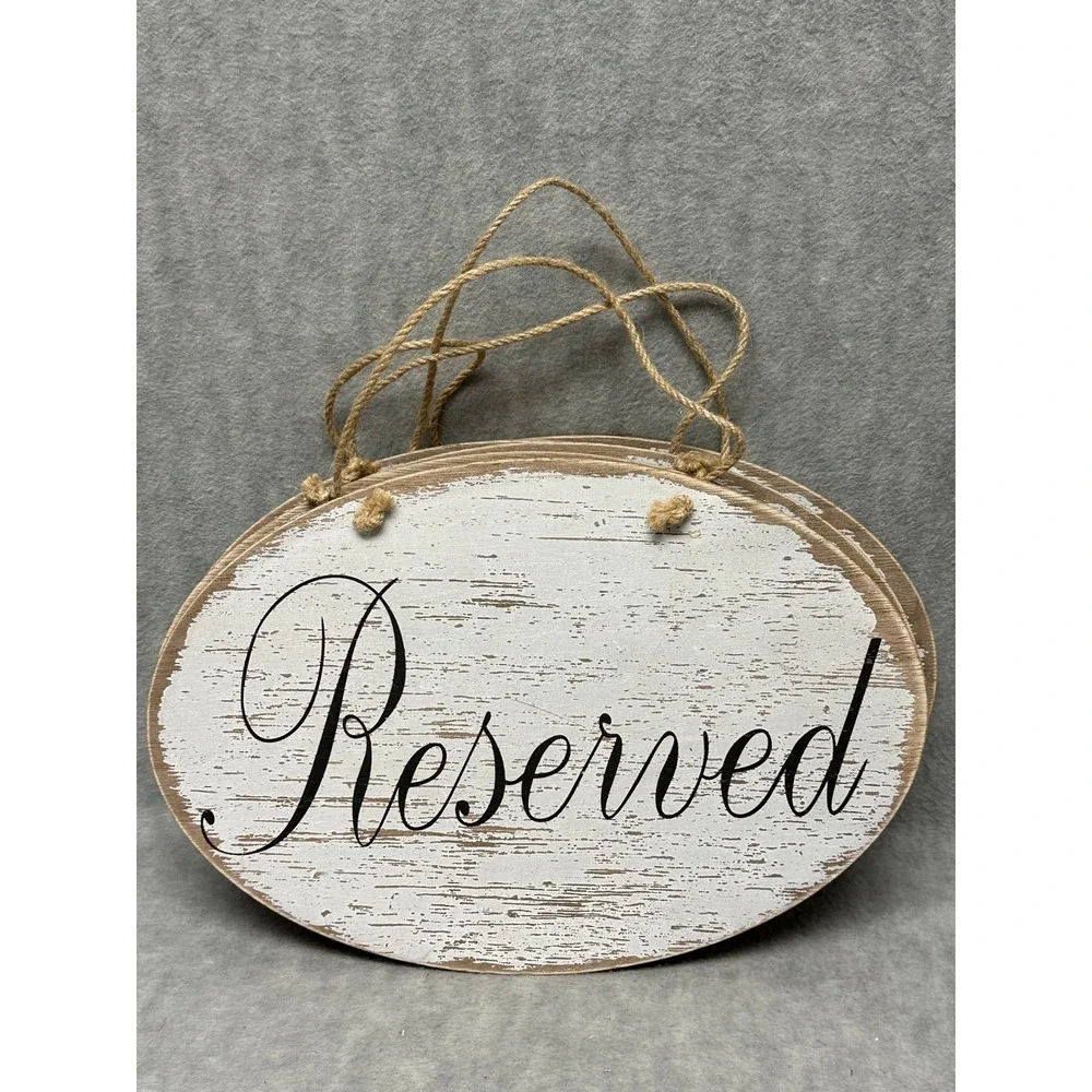 Reserved Signs Set of 5‎ Home Decor White Distressed Rustic Wood Oval New
